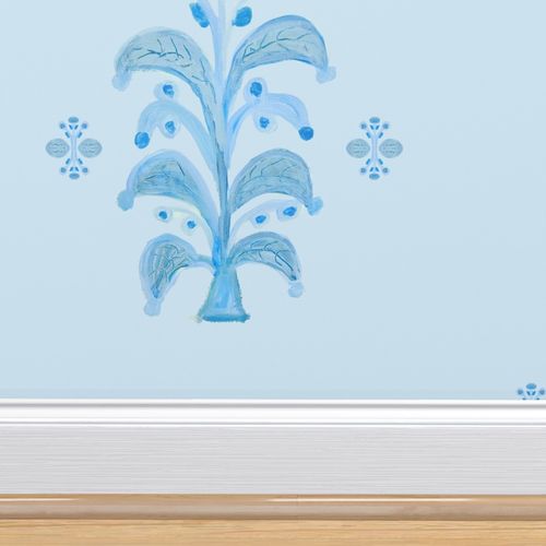 Fleur De Lily Blue Wallpaper
