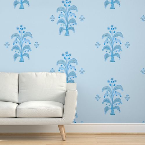 Fleur De Lily Blue Wallpaper