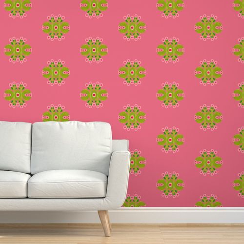 Lily Pad Dark Pink Wallpaper
